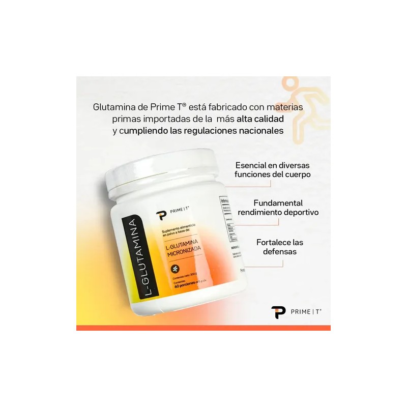 Glutamina Polvo Pura Primet 300g De L Glutamina 60 Porciones