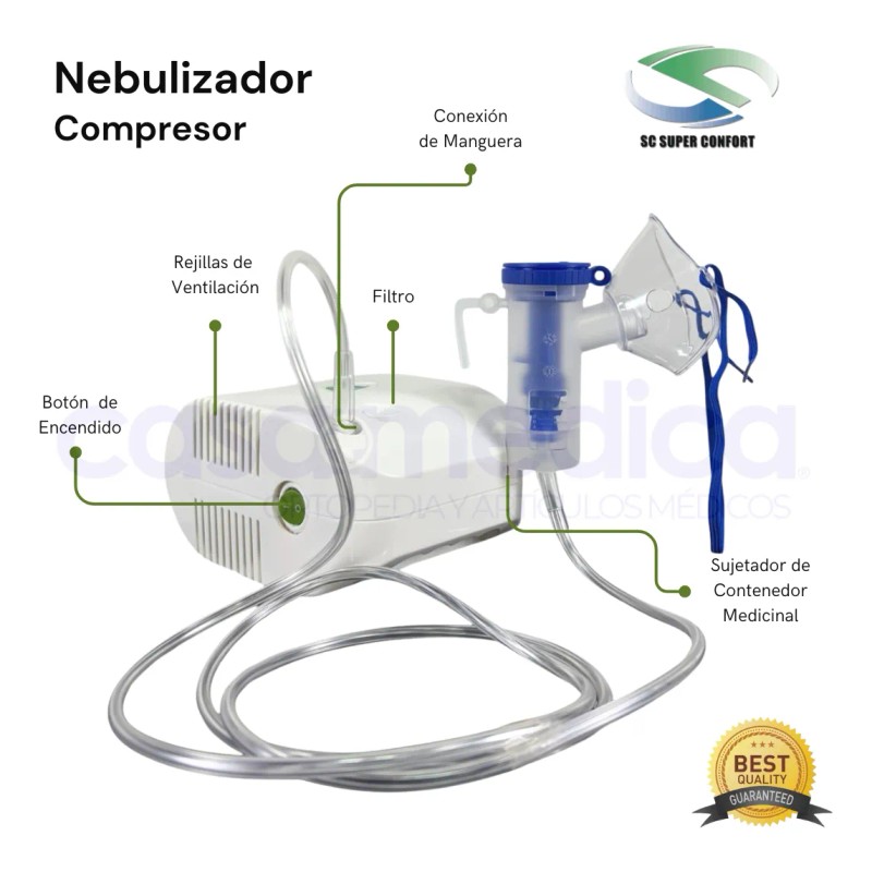 Nebulizador De Compresor Adulto/infantil Con Accesorios Blanco