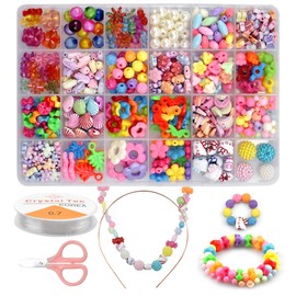 Dokpav Beads for Threading Children's Jewellery Craft Bead Set DIY Jewellery Craft Sets Chains Yourself, Jewellery Yourself, Bracelets Craft Set for Girls Children 24 Colours