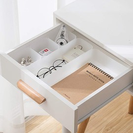 Lunhoo Set of 5 Drawer Organizer, Plastic Storage Bins for Bedroom, Dresser, Bathroom, Kitchen (Frosted)