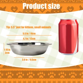 4 Pcs Stainless Steel Cat Bowls,5.5 Inches Metal Cat Bowl, Cat Food Bowls for Indoor Cats, Whisker Fatigue Cat Bowl, Shallow Cat Food Dish, Kitten Food Bowl, Elevated Food Bowls for Cats