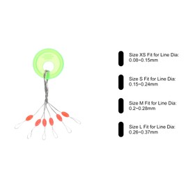 PATIKIL Fishing Rubber Bobber Beads Stoppers, 600 Pieces 6 in 1 Float Sinker Stop Oval Shape S Size for Fishing Line, Red