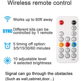 WOBANE Under Counter Light, Dimmable LED Under Cabinet Lighting, 8 * 50cm LED Strip Light Bars with Remote Control for Kitchen,Shelf,Pantry,Showcase,Desk,Cupboard 6000K White, Timing, 16W 1900LM,4m