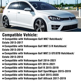 OWITAT Compatible with 2013-2021 Volkswagen Golf Mirror Cover,Right Passenger Side Mirror Cap Replacement for MK7 MK7.5 GTI Alltrack SportWagen Replace for‎ 5G0857537E,5G0857538E, White