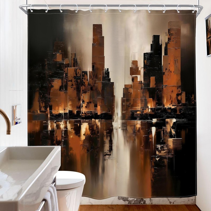 Black Brown Shower Curtain Masculine Dark Tan Bathroom Decor 72x72
