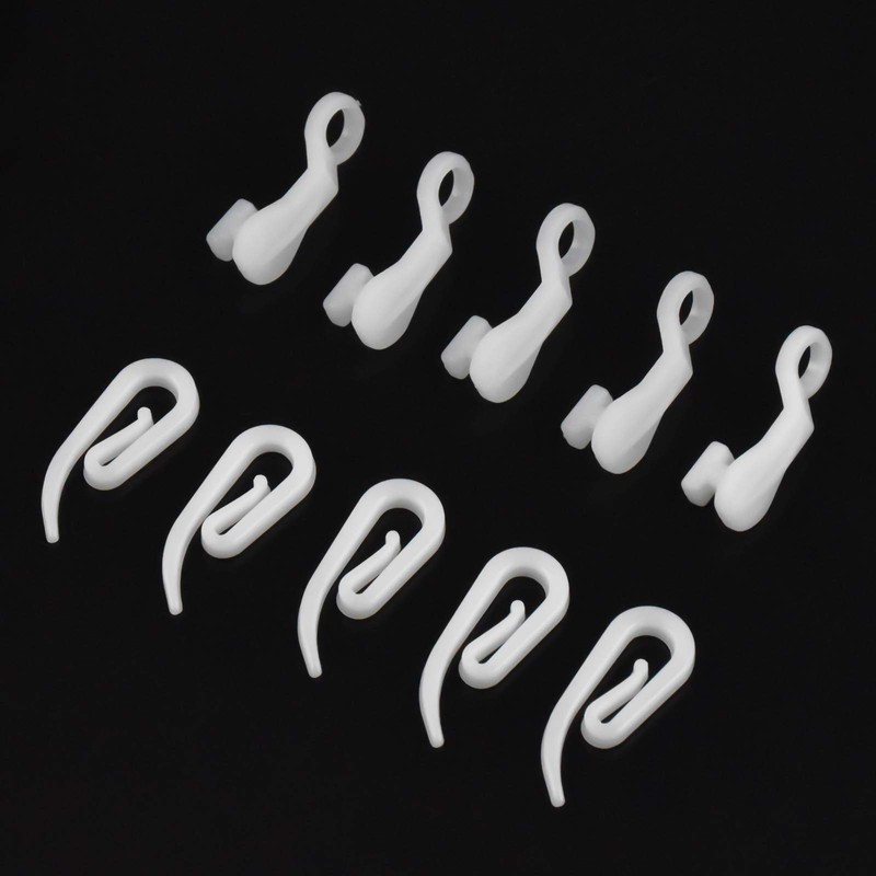 NiceLand 100pcs White Plastic Curtain Hooks for Door/Window Curtains