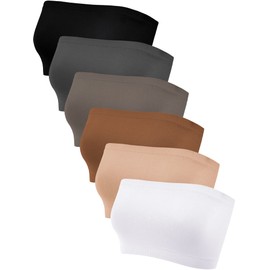 Geyoga 6 Pieces Strapless Bandeau Seamless Bralettes Stretchy Non Padded Tube Bra for Women(Large, Multicolor)