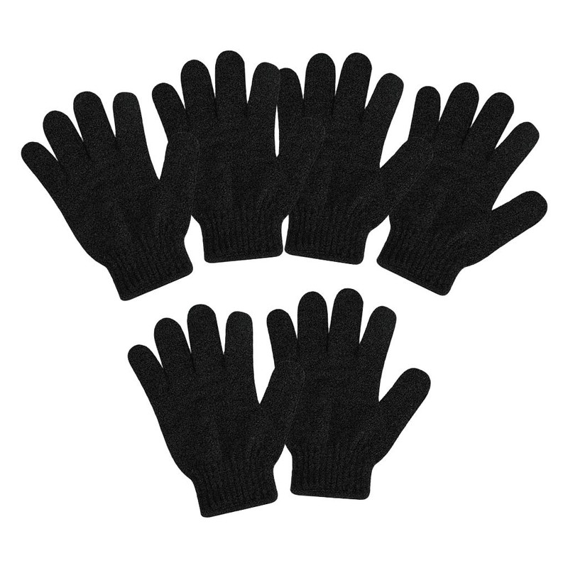 Folpus 3 Pairs Sided Scrubbing Gloves for Bathing, Black