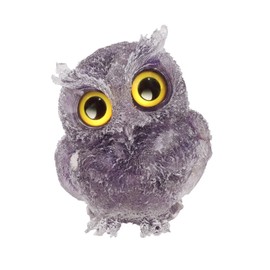 Nupuyai Amethyst Stone Owl Figure Decoration, Large Crystal Owl Stone Statue, Healing Stone Owls Gifts for Women, Resin Birds Animal Figure Witch Home Garden Decoration