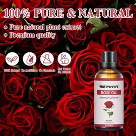 Migcaput Migcaput Ätherische Öle Rosenöl 100 ml,100% Reine Natürliche ätherische Öle, Ätherisches Aromatherapieöl von Erstklassige Qualität, Duftöle für Diffusor, Luftbefeuchter, Entspannen, Massage, Bad