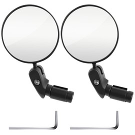 2 Stück Fahrradspiegel, 360° Drehbar Klappbar Sicherheit Fahrradlenkerspiegel, Fahrradspiegel für E-Bike Links, Runder Lenkerspiegel, Fahrradlenker End Spiegel für Mountainbike, Rennrad und E-Scooter