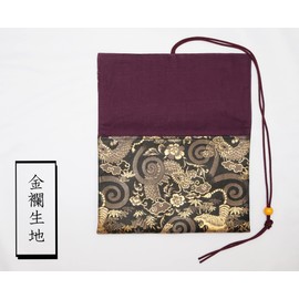 Gold Brocade Nishijin Weave Shrine Visit Record Book Holder Shrine Visit Record Bag Shrine Visit Record Case Shrine Visit Record Cover 22.5×13.5 with String, Japan-made Standard Size (Dragon and Tiger