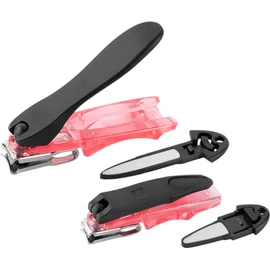 ZWILLING Nail Clippers Set of 2 with Slightly Curved Edge and Integrated Nail File, Extra Sharp in 80 mm and 100 mm, Red