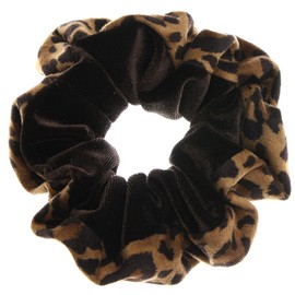 [ヴxante-nu] vingtaine Velour Leopard Pattern Faux Suede Animal Print Simple Office Ruffle Scrunchie Hair Accessories HS – 67 