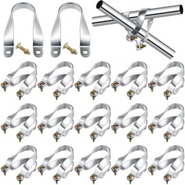 Tandefio 16 Pcs Cross Connector for Green House 1-3/8" x 1-5/8" Greenhouse Purlin Clamp Universal Aluminum Fence Brackets Pipe Clip Greenhouse Parts Accessories Tube Buckle for Farm Frame Fence