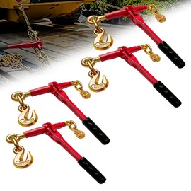 FITHOIST Ratchet Chain Binders 3/8'' - 1/2'' | 4-Pack Load Binders w/Clevis Hooks | 9,200 Lbs Working Load | Compatible with G43, G70 & G80 Chains | Secure Tie Down Binder for Hauling and Towing