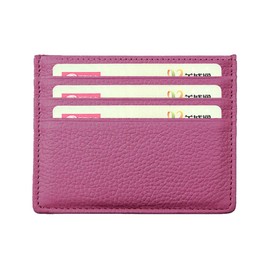 Hibate Genuine Leather Slim Credit Card Holder Case Sleeve Wallet for Women Ladies Girls Kids - Purple