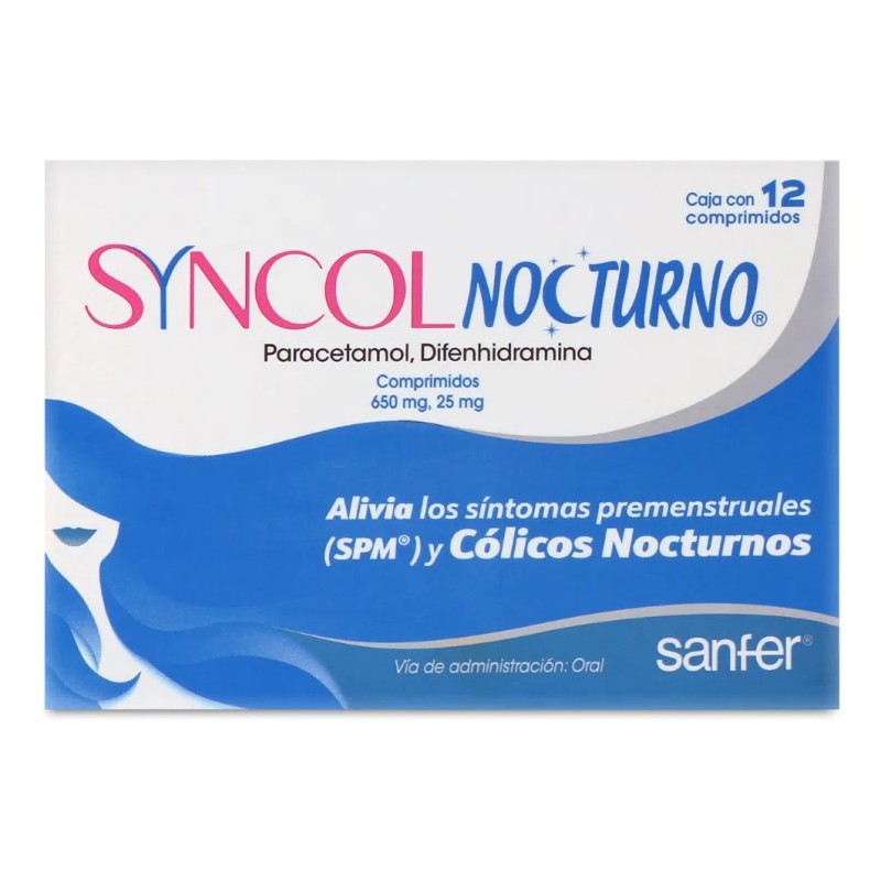 Syncol Nocturno Comprimido 650 Mg/25 Mg, 12 Comprimidos