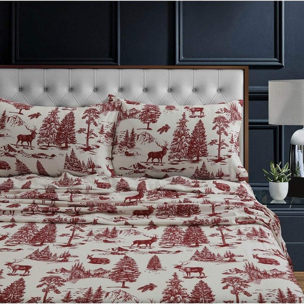 4piece Novelty Toile Theme Rust Red Bedding Sets King French