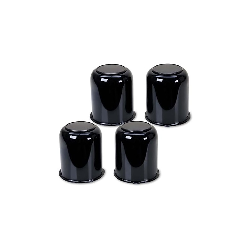 LIBRA Trailer Wheel Center Caps 4.25" Stainless Steel Black Push