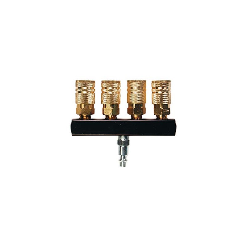 Primefit M14025-6 4-Way Air Manifold Assembly with Industrial 6-Ball Couplers,