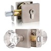 HIEMEY Glass Crystal Diamond Door Knobs and Single Cylinder Deadbolt
