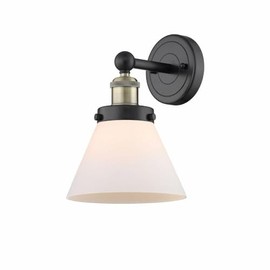 Innovations Lighting Cone - 1 Light Wall Sconce in Industrial Style-11.5 Inches Tall and 7.75 Inches Wide-Black Antique Brass Finish-Matte Wh