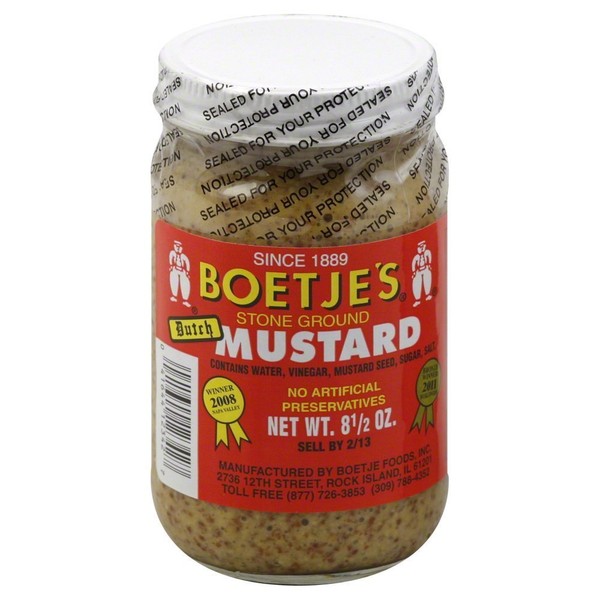 Boetje Mustard Stone Ground, 8.5 oz (Pack of 3)