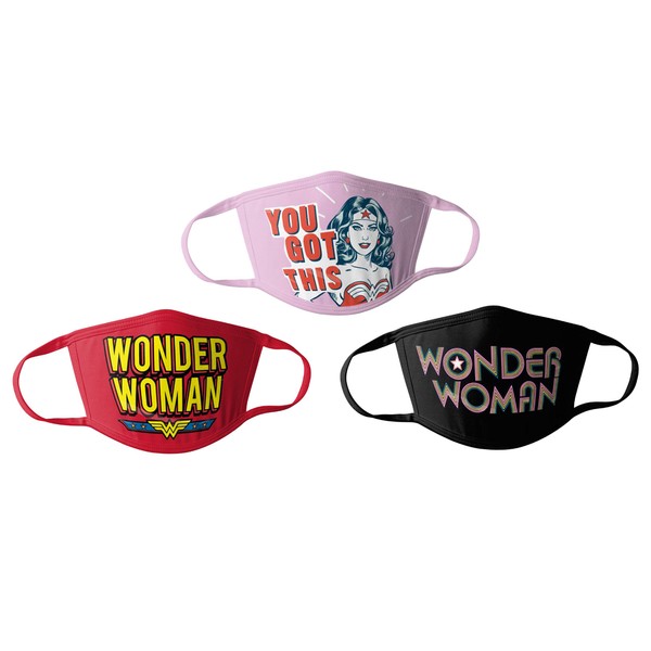 Handcraft Wonder Woman Kids Cloth Face Masks Cotton Pack of 3 Washable Reusable Non-Medical