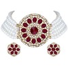 Aheli Kundan Pearl Choker Multi Layered Collar de cuentas Pendientes