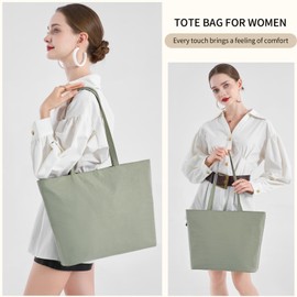 MORGLOVE Womens Waterproof Tote Bag Large Capacity Shoulder Handbag with Zip and Pockets Light Green