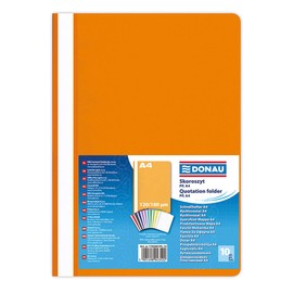 DONAU 1702001PL-12 Plastic File Folder A4 Orange / Transparent Folder Plastic Made of Eco PP Film 120 / 180 µm / with Transparent Cover / for Office and School / Capacity Approx. 200 Sheets | Pack of