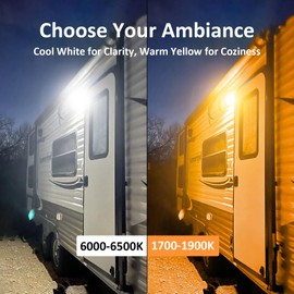 Aluminum Dual-Color RV LED Porch Light - 1400lm High Brightness, 12V-30V, IP67 Waterproof, Ideal for Campers & Travel Trailers, Motorhome Outdoor Use- Black-1 Pack