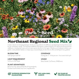 Park Seed Grow Your Own Vibrant Annual and Perennial Wildflower Garden Seeds Mixture, Easy to Grow Varieties for Pollinators and Spring Gardens - Northeast Regional Mix, 1/4 oz