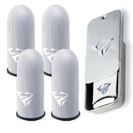 Saccgt 2Pairs Mobile Game Fingertip Gloves Sweatproof Anti-Slip Touch Screen Finger Sleeve Breathable Gaming Fingertip Cover Glass Silver Fiber