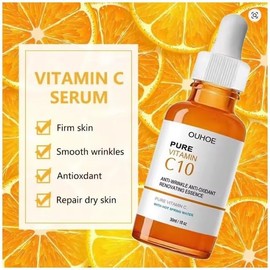 OUHOE Sérum de Vitamina C10, 30ml, Antioxidante Antiarrugas, con Glicerina y Agua de Manantial, para Piel Firme y Radiante