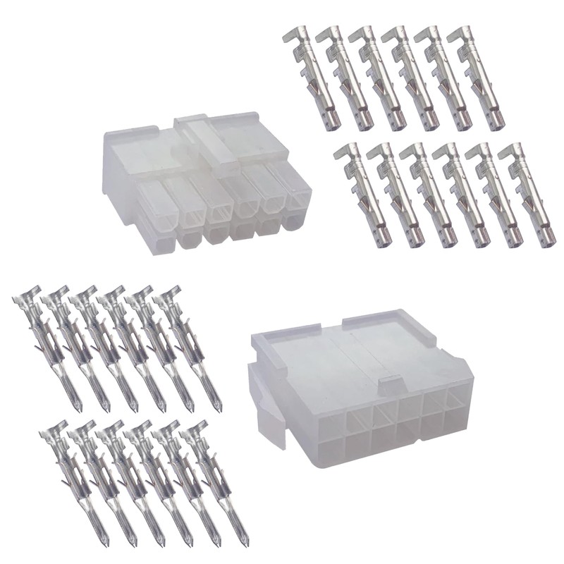 12-Pin Connector Kit, 12 Circuit Compatible Molex MLX Power Connectors,