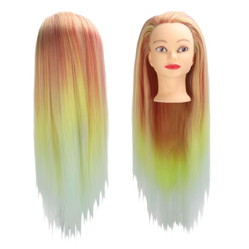 Hairdressing Mannequin Head Synthetic Braiding Hair Hairdresser Head Gradient Orange
