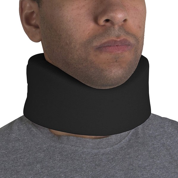 OTC Cervical Collar, Soft Contour Foam, Neck Support Brace, Black Narrow 2.5" Depth, Medium