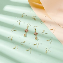 UNICRAFTALE Pack of 100 18K Gold-Plated Earring Hooks Stainless Steel Ear Hooks with Loops Ear Hooks Fishing Hooks Flat Earring Hooks with Spool for Making DIY Earring Jewellery