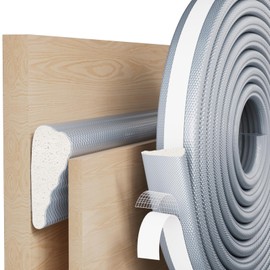 ESUFEIR 196" Wedge Window Weather Stripping Door Gap Filler,Adhesive Window Insulation for Winter Door Seal Strip,Soundproof Foam Tape for Frame,Gray