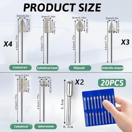 Yuiturt 32Pcs Diamond Grinding Bit Set for Dremel Drill Bits, Diamond Grinding Burr Rotary Tool Accessories with 3mm Shank Cutting Wheel for Engraving Stone Jewelry Carving Polishing