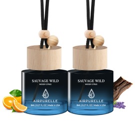Car Air Freshener Hanging 2 Pack A ir Fresheners Diffuser - Woody Citrus Fragrance Oil Air Diffuser for Car, 45+ days Long Lasting Fragrance, Two 0.27 FL OZ/8ML Made in USA