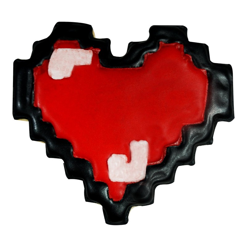 R&M Heart Pixelated 3" Tinplated Cookie Cutter, Silver