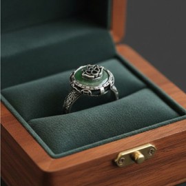 National Museum of Korea Goods Jade Ring Silver Open Ring Lotus Traditional Pattern Gemstone Foreigner Gift k I agree to third party provision for delivery / 국립중앙박물관 굿즈 비취옥 반지 실버 오픈 링 연꽃 전통 문양 원석 외국인 선물 k 배송을 위한 제3자 제공에 동의합니다