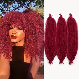 Spring Afro Twist Braiding Hair 16inch Cuban Twist Hair Pre-Separated Springy Afro Twist Hair 3 Packs Braiding Hair for Faux Locs Crochet Hair for Black Women (Bug, 16inch)