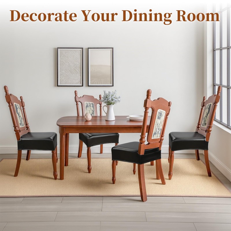 WUSOUPU Waterproof Dining Chair Seat Covers Leather Kitchen Seat Covers,