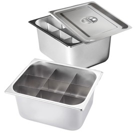 GOVNPJ Stainless Steel Hotel Pan with 9 Grid, Commercial Steam Table Pan 5.9" Depth Anti Jam Restaurant Pans for Kitchen, Party, Restaurant, Hotel, Food Buffet Event