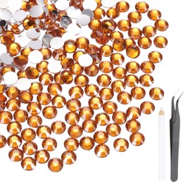 MECCANIXITY 3000pcs SS6 2mm Flatback Crystal Rhinestones, Resin Crystal Gems with Tweezer Dotting Pen Non Hotfix for Bedazzling Tumblers Mugs Bottles Nail DIY Crafts, Orange