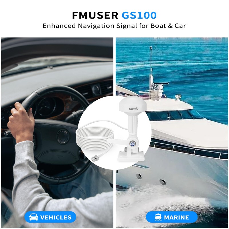 FMUSER GS100 Marine GPS Antenna for Boat Ship Navigation with